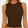 (ABX8002-3)Top marrone scuro