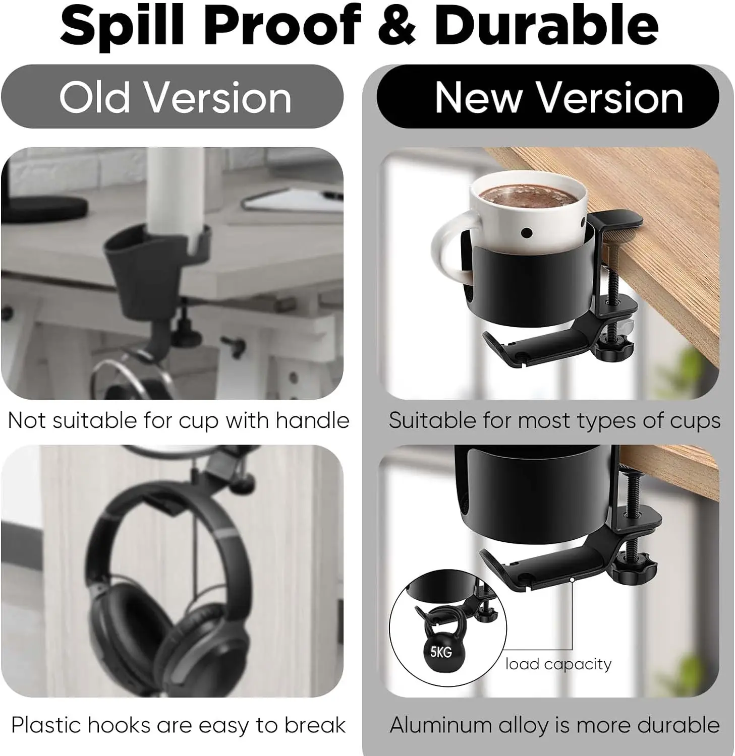 Cup Holder Headphone Rack Desk Mount Cup Holders Earphone Rotating Stand  Headphones Holder for Desk