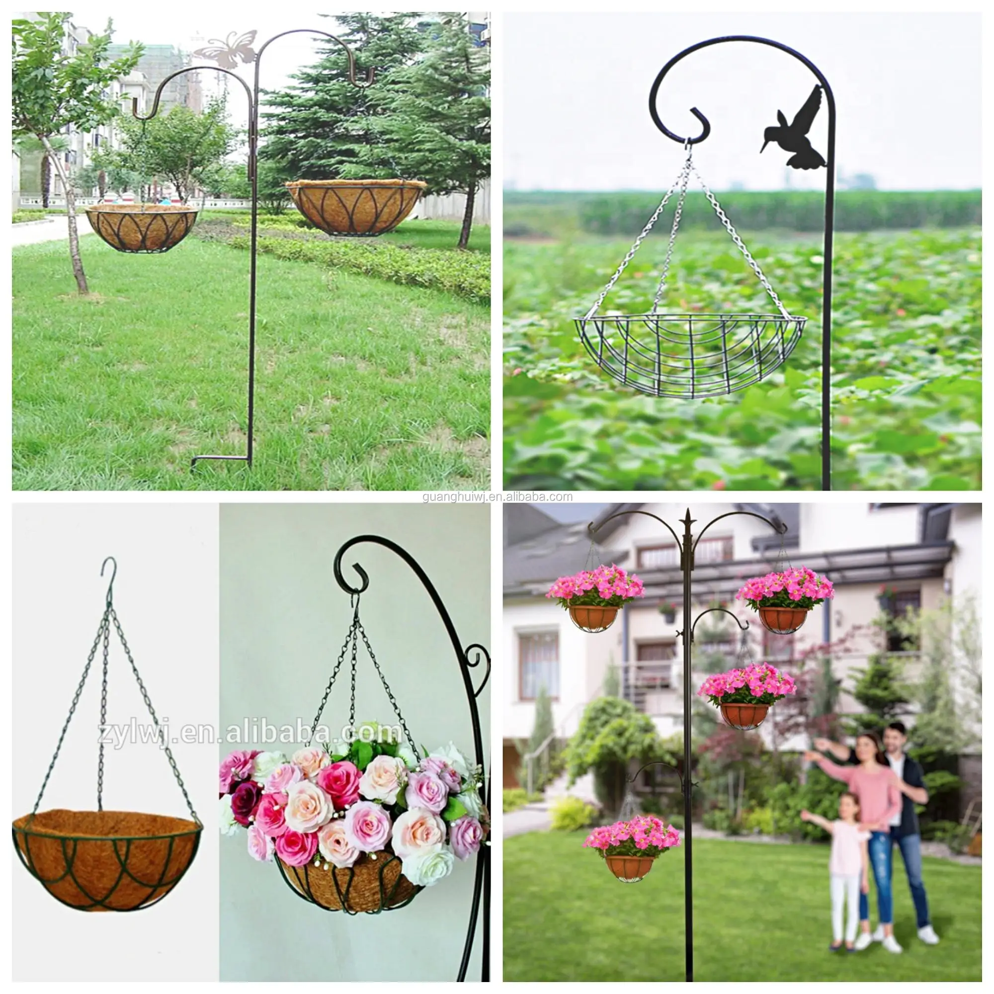 Металлическая настенная подвесная посадочная корзина с кокосовым вкладышем