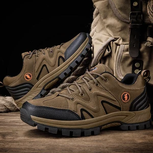 New Men's Breathable Sports Hiking Shoes with Leather Upper and Rubber Sole Slip Resistant Casual Outdoor Shoes