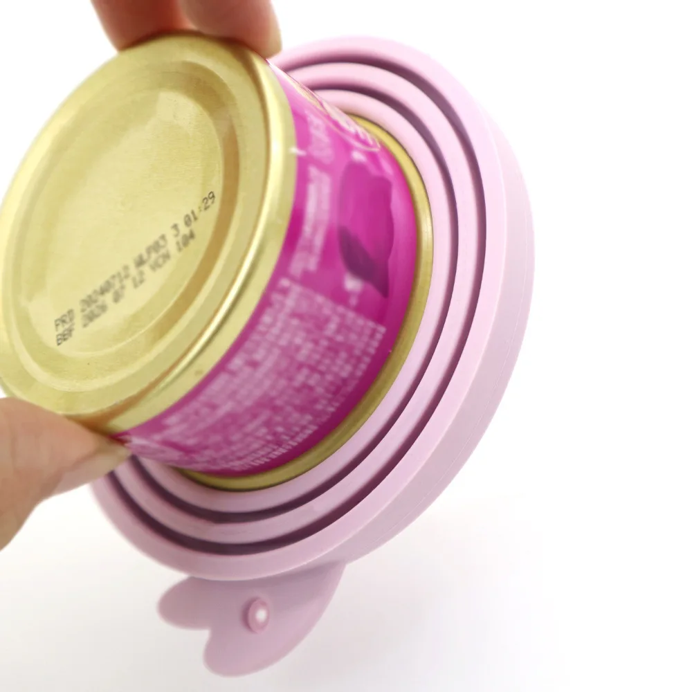 Pet Food Can Silicone Lid, Cute Airtight Seal Cover for Dog & Cat Food Storage, Reusable Eco-friendly Silicone Pet Supply factory