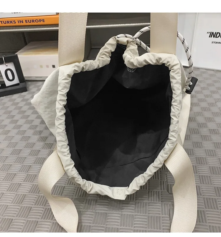 Junior High School Female Students' Casual Shoulder Bag Large Capacity Light Drawstring Backpack Mainly Made of Mesh for Girls