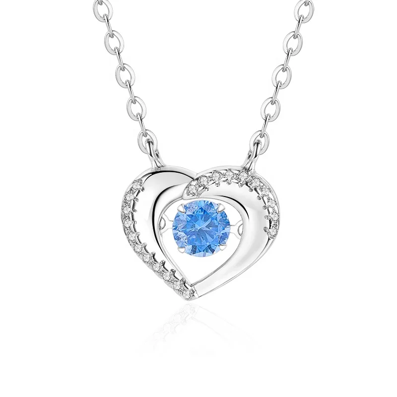 [LUNNE] Silver 925 Volume Heart Necklace ★人気★ Diamond Heart Necklace 1/20 ct tw Round-cut Sterling Silver