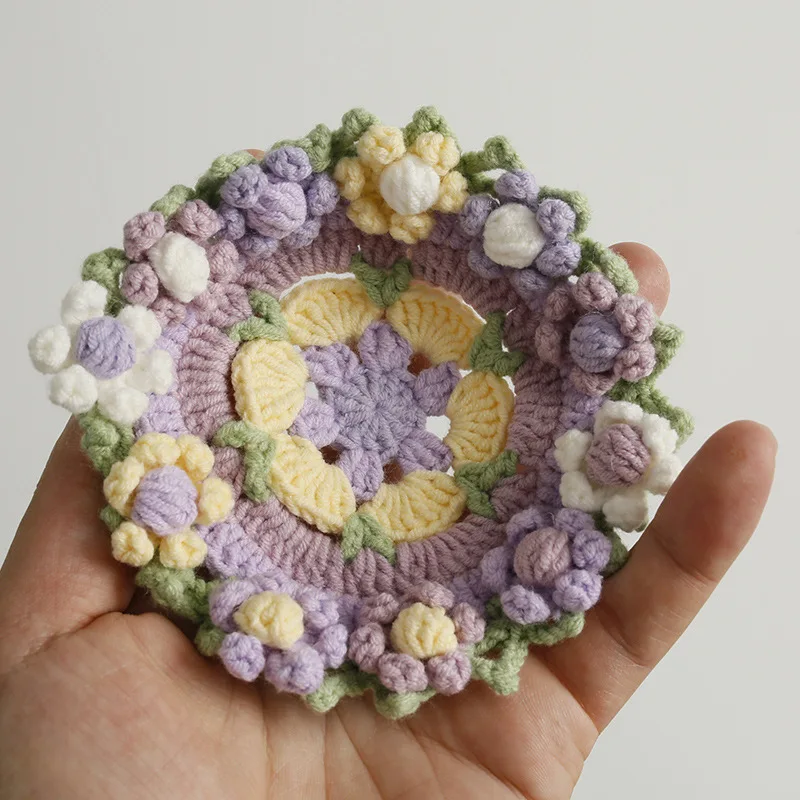 Puff Coasters 2025 New Handmade Sweet Crochet Puff Coasters Knitted Crochet Flower ...