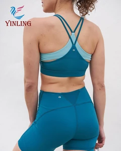 Custom Logo 2 Piece Active Wear Waisted Workout Shorts Custom Quick Dry Yoga Set Seamless