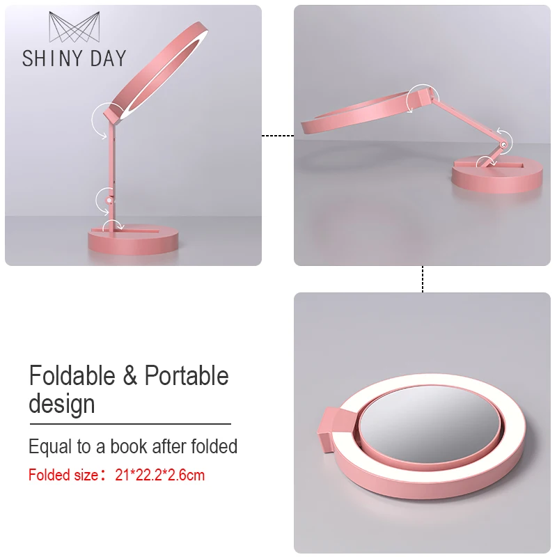 Многофункциональная портативная светодиодная подсветка с зеркалом для съемки и прямой трансляции