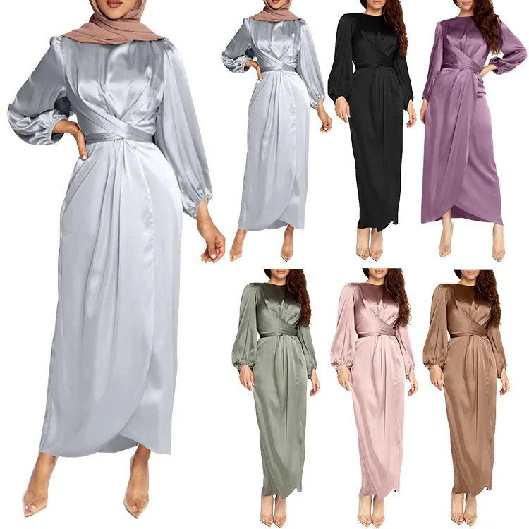 CCY Latest Arabic Abaya Designs 2024 Dubai Sexy Casual Elegante Abaya Supplier Women Satin Muslim Dress Islamic Clothing