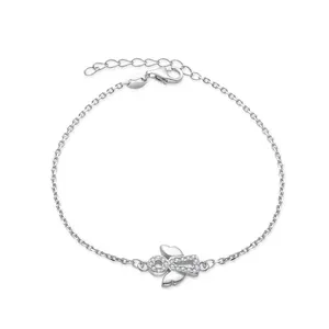 POLIVA Exquisite Angel Charm Bracelet S925 Sterling Silver with White Gold Plating for Parties and Special Occasions