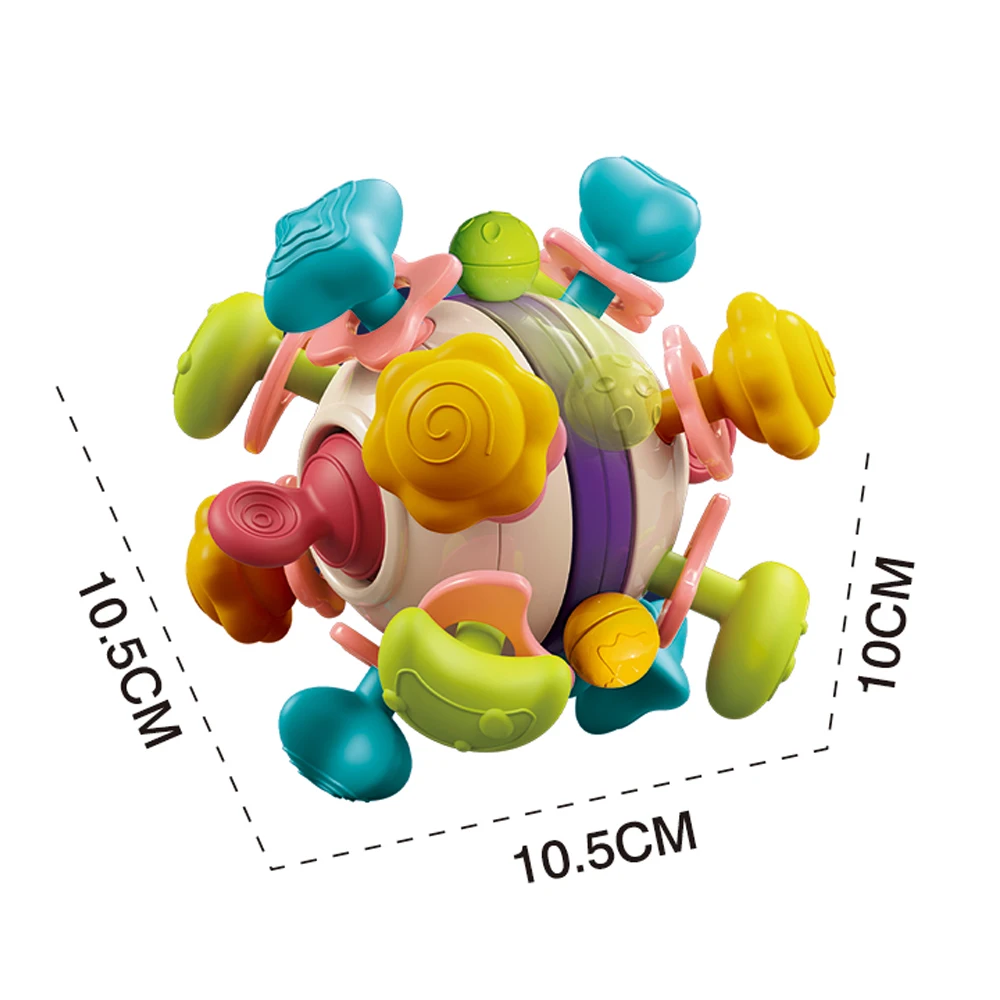 6 in 1 Multifunctional Baby Teether Ball  Silicone Soft Ball for Baby Grasping Sensory Activity Toy Rattle Toy for Baby