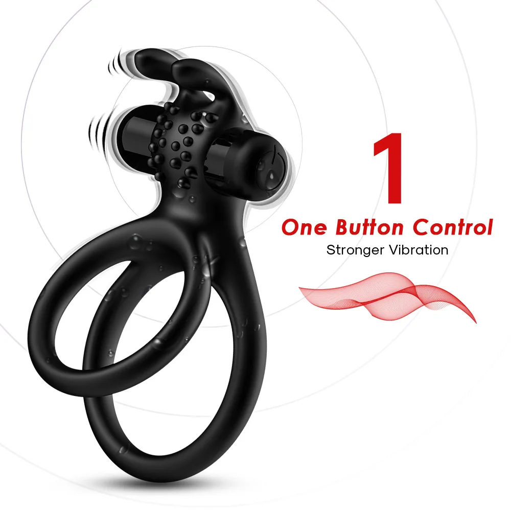 Vibrating Cock Ring with Bunny Ears Silicone Penis Ring Couple Vibrator Sex Toys for Men Couples Vibrating Cock Ring with Bunny Ears Silicone Penis Ring Couple Vibrator Sex Toys for Men Couples