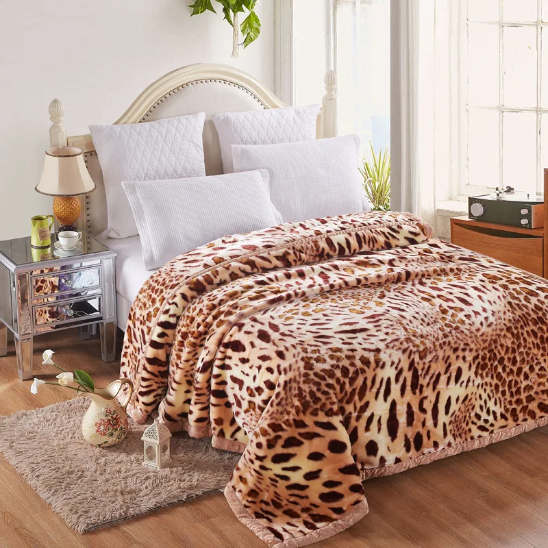 Mink Raschel Blankets 100% Polyester Custom Printed Red Pink 2ply Raschel Super Soft Blanket