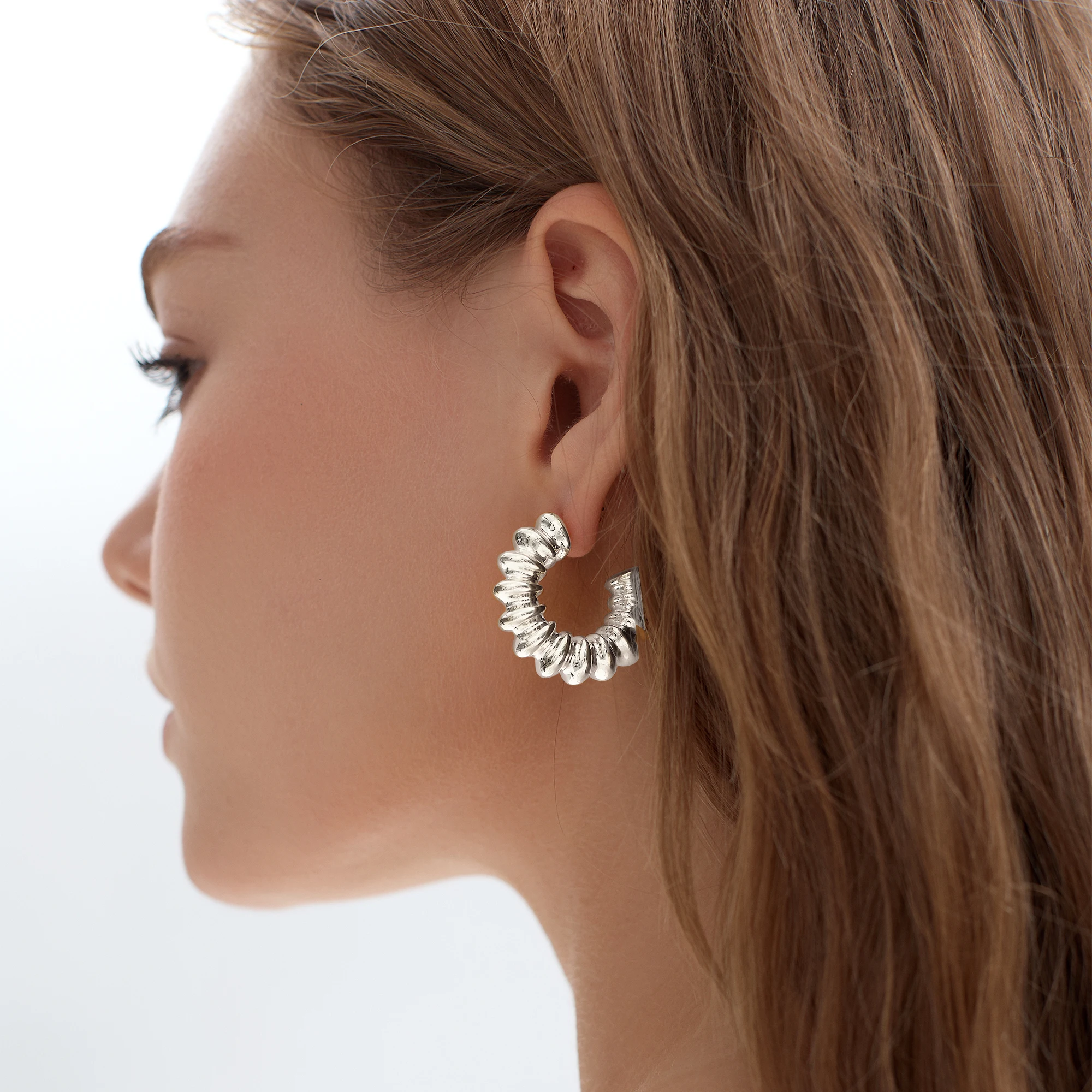 Wholesale Electroforming S999 Silver Big Hoop Earrings Hollow Chunky Exaggerated OEM Custom Manufacturer For Women