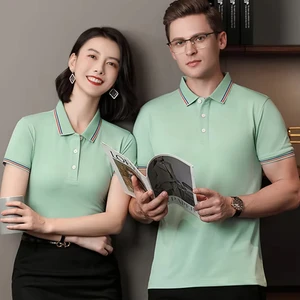 High-End 100% Polyester for Polo Shirt Embroidered Design Corporate Group Short Sleeve T-Shirt Solid Pattern Cultural