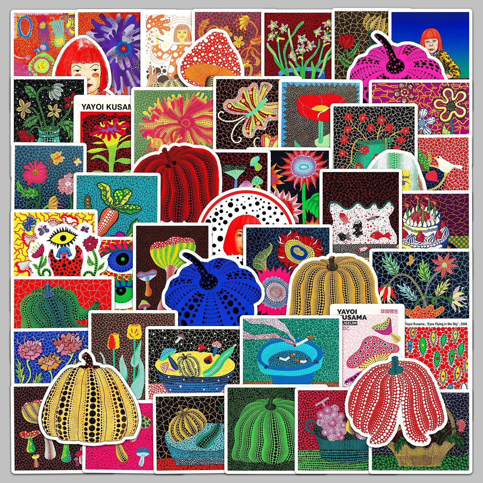 50PCS Japanese Artist Pumpkin Eye Flower Vintage Prints