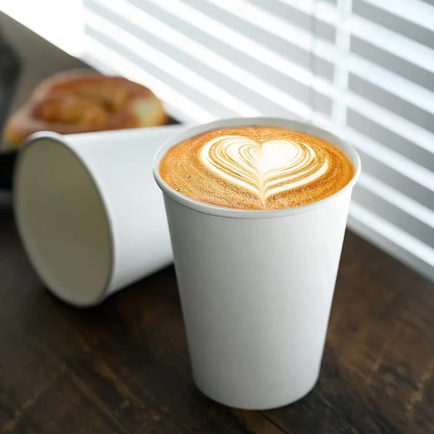 Custom Printed 8oz Disposable Coffee Paper Cup White Double Wall Kraft ...