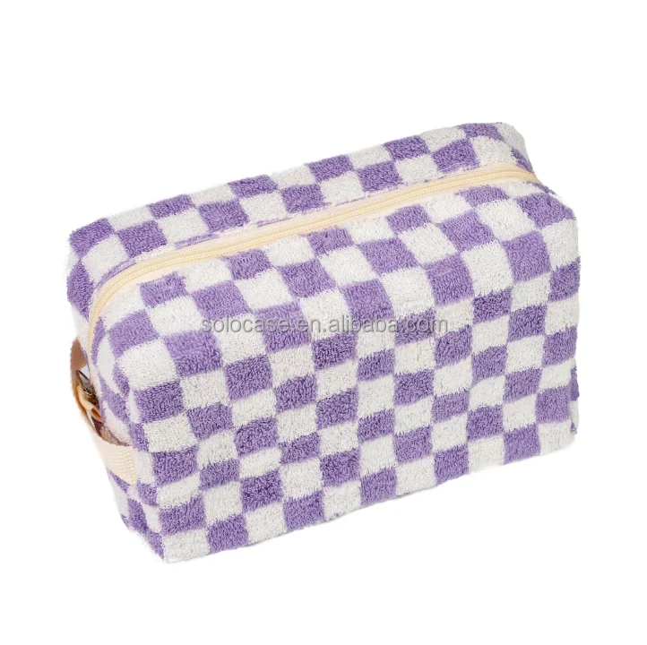 Terry Printed Checkered Cosmet Bag