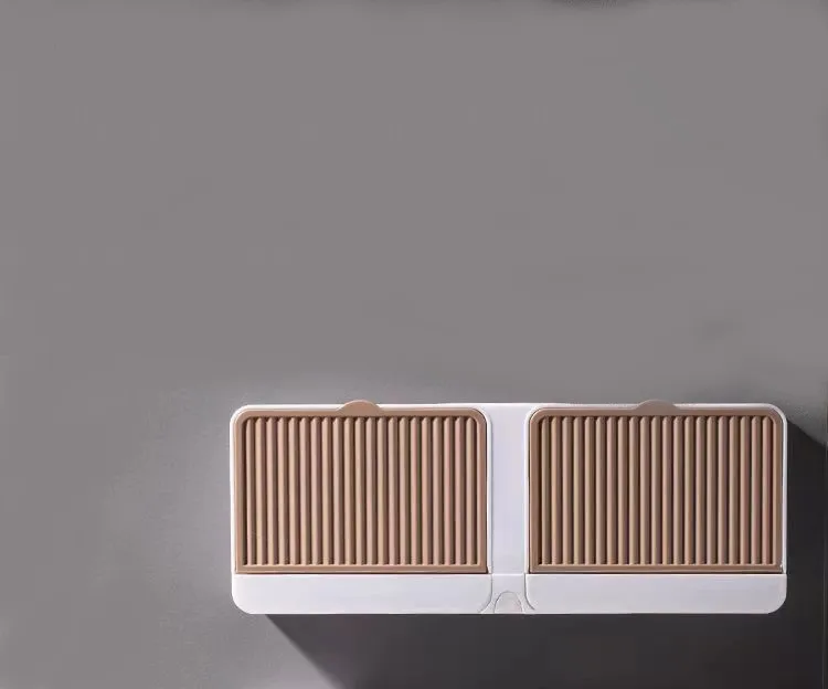 Adhesive Bathroom Shelf Wall Mounted Storage Rack Without Drill Soap Holder with Cover Dustproof and Waterproof Soap Box