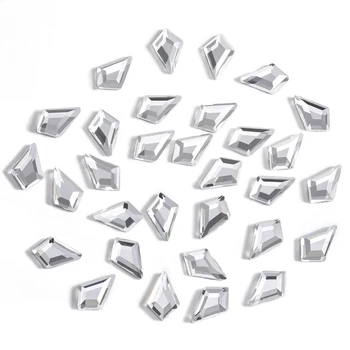 OPL 144pcs Hotfix Diamond Shaped Rhinestones, Flat Back Rhombus Rhinestones, Glass Flatback Crystal Shaped Gems, 6X9mm