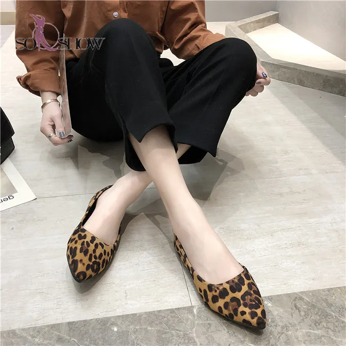 DecoStain Womens Spring Causal Leopard Print Flat Loafers Spring Square Toe Dress Shoes 
