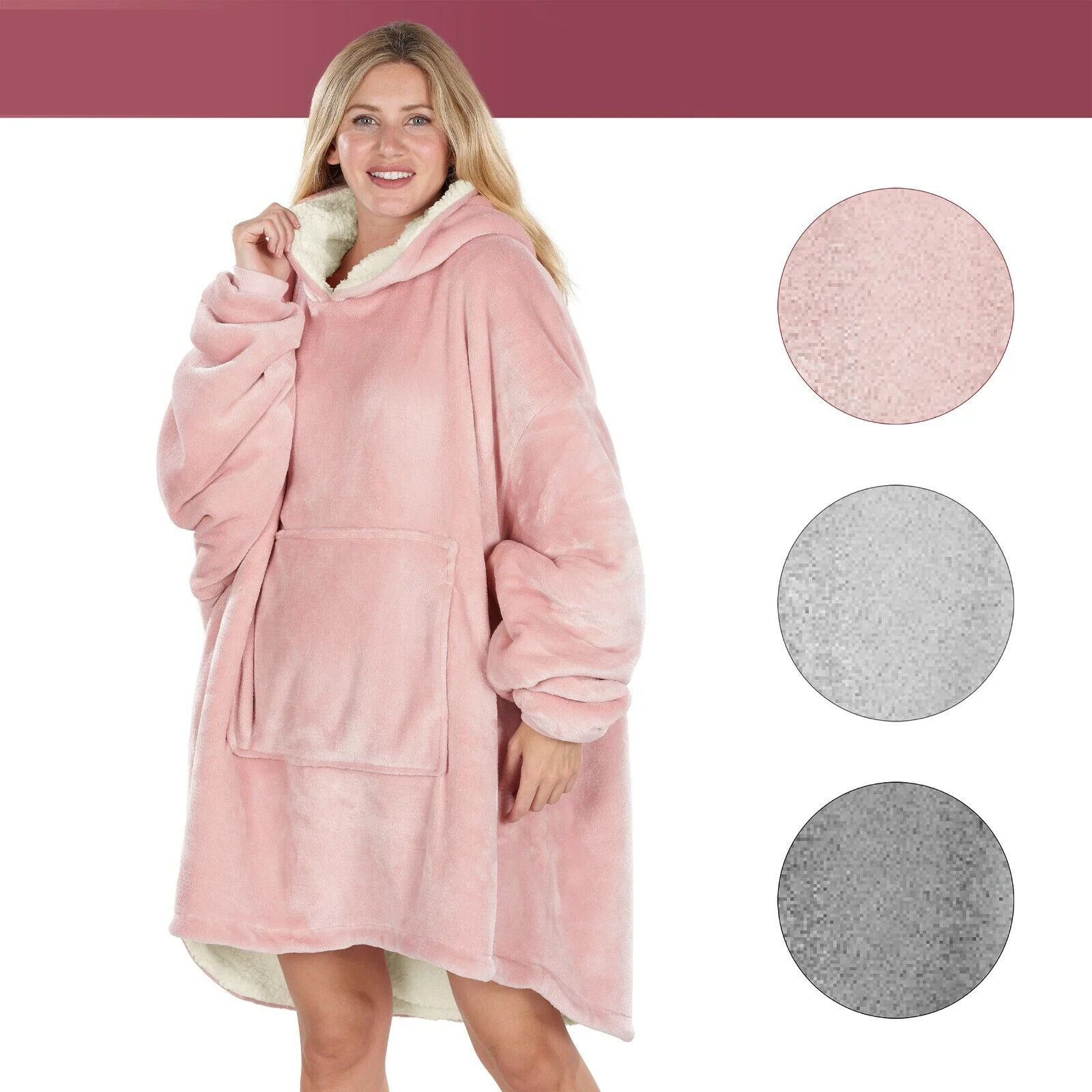 Oversized Hoodie Blanket Ultra Plush Fleece Sherpa Giant Big Hooded
