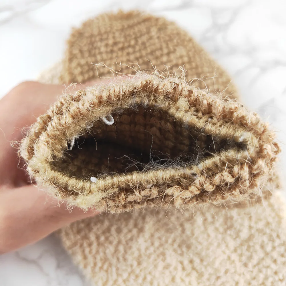Eco Friendly Natural Reusable Exfoliating Jute Bath Gloves Sisal Mitt