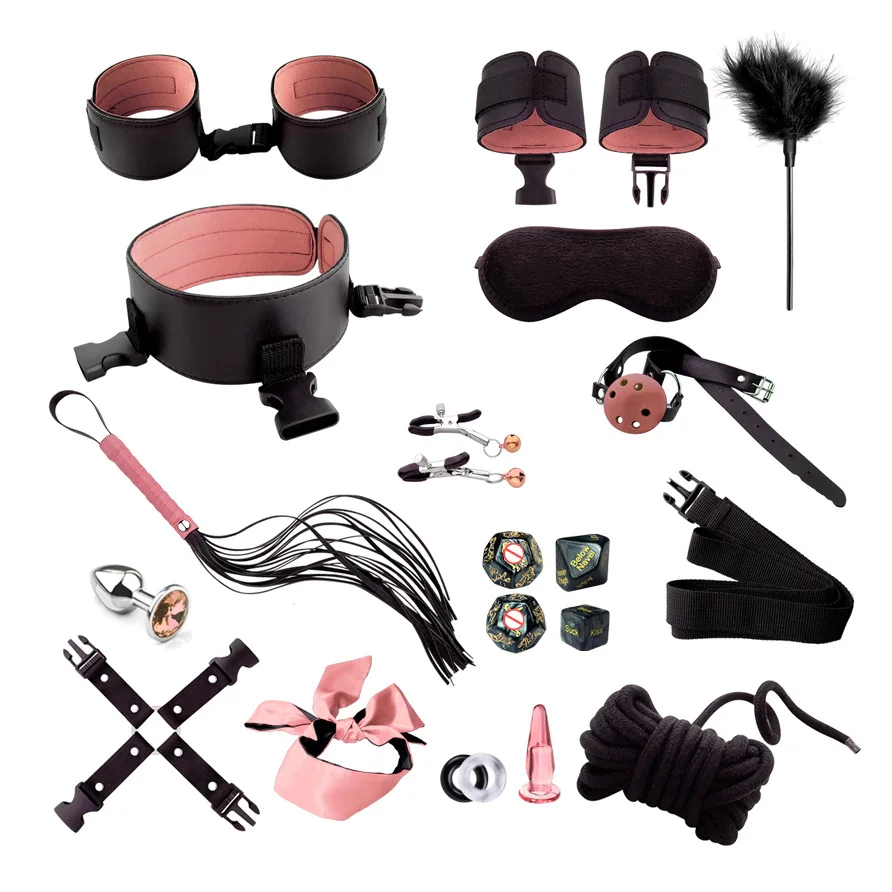 20 Pcs BDSM Bondage Kit - SM Pu Leather Adult Sex Toys