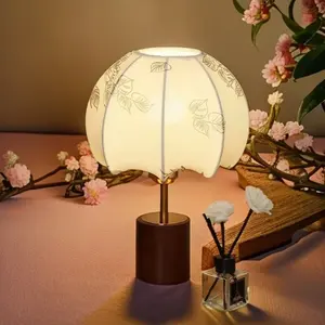 JACKSUN Chinese Retro Minimalist Solid Wood Bedside Table Lamp with Light Source for Bedroom Living Room Study Table Light