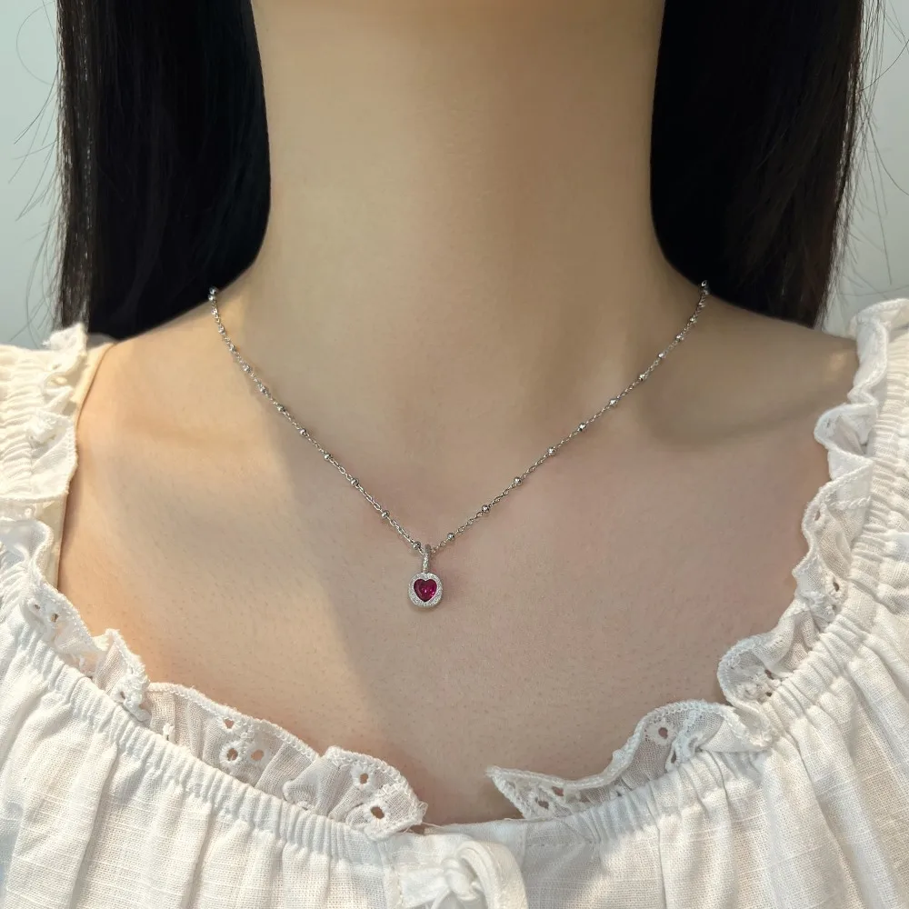 KAKODIY Charm Fashion Design Rhodium Plated 18K Gold 925 Sterling Silver Chain Bead Chain 5A Zirconia Heart Shape Pendant Necklace detail 3