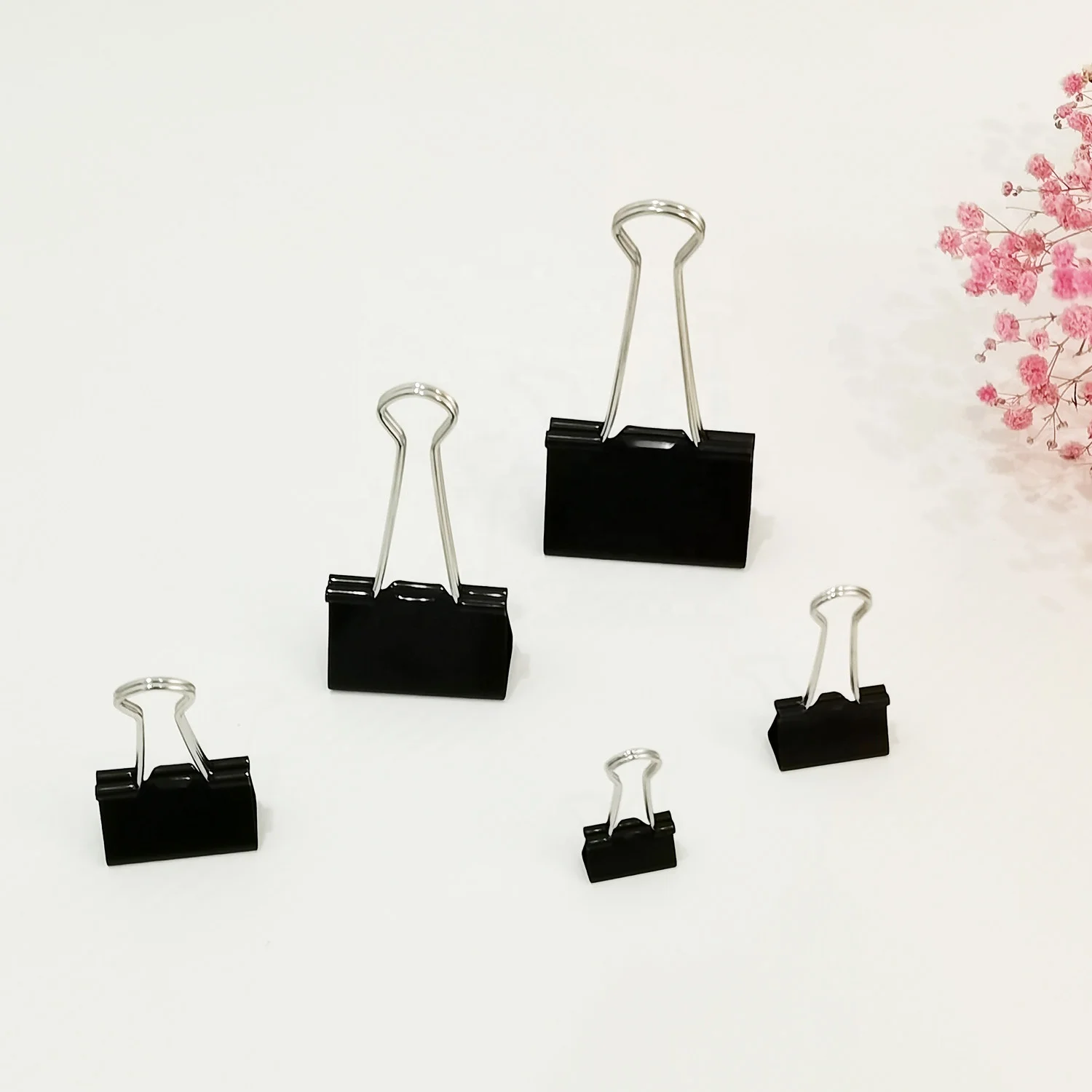 Горячая распродажа высококачественный стандартный черный офисный школьный Настольный никелированный стальной файл металлические связующие записки зажимы для бумаги