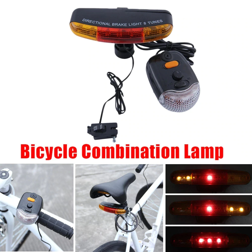 7 LED Bicycle Bike Turn Signal Directional Brake Light Lamp 8 sound Horn S3 USA 
