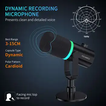 FEELWORLD PM1 Microphone with Real-time Monitoring, OEM Packaging, Easy Volume Control, Ideal for Beginners product image