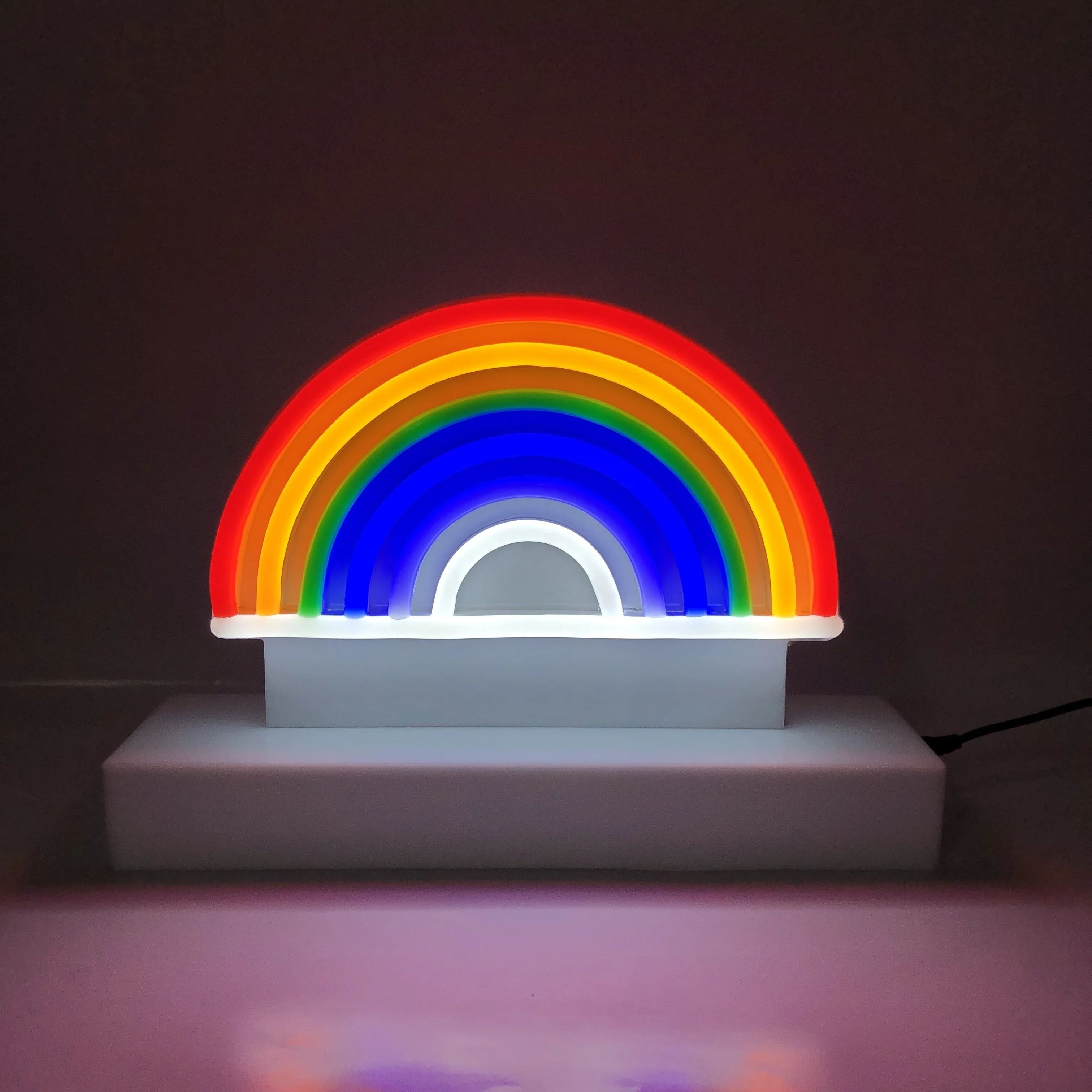 Rainbow led sign table top flex led neon light glass tubing neon sculpture for decoration oem factory china suppliers E