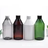 Green bottle with black screw lid