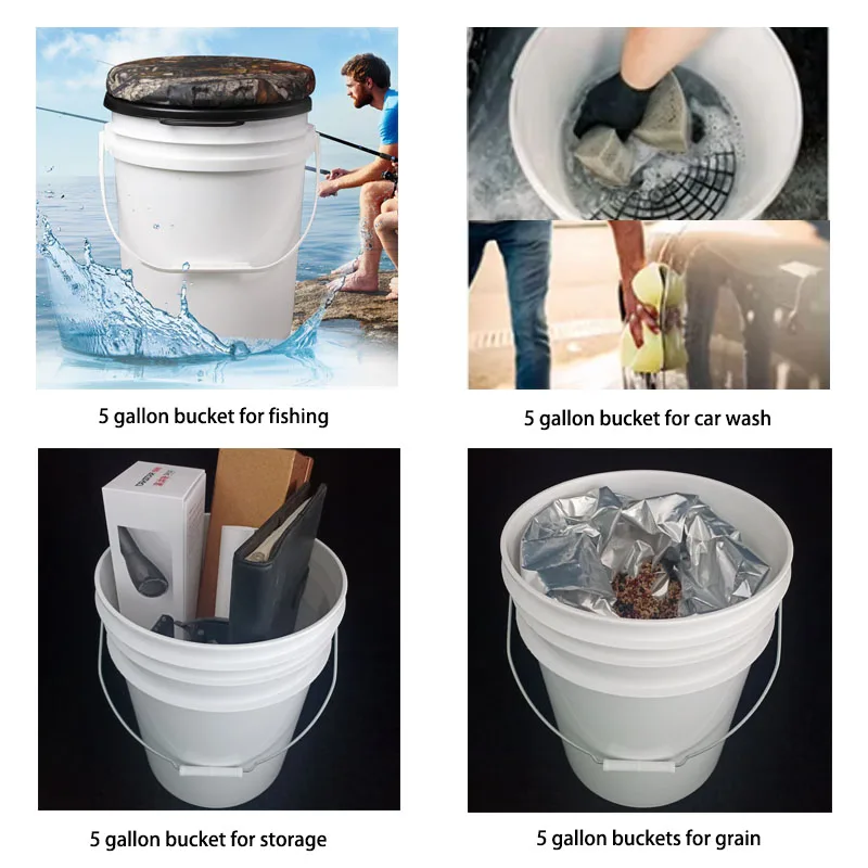 Factory Custom 5 Gallon Bucket  20L Plastic Bucket Pail With Lid Printing Logo Food Grade Bucket