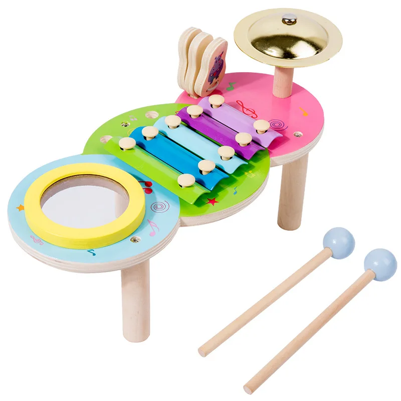 Percussion Instrument Musical Drum Toy Wooden Xylophone Toy Educational Musical Toys For Boys Girls