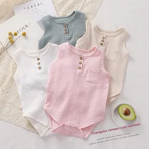 Muslin Baby Clothes Unisex Sleeveless Onesie Sleepwear Thin Cotton Gauze Baby Romper