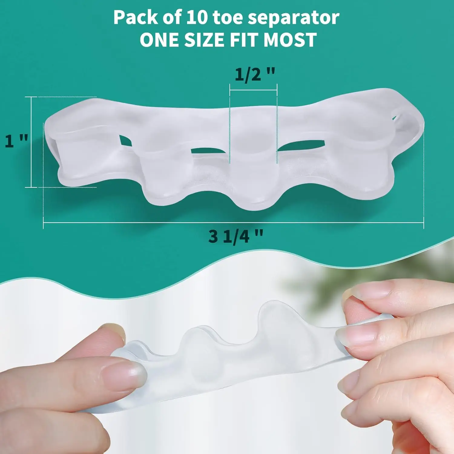 SEBS Durable Five-Hole Toe Separators for Men and Women Bunions Corrector and Toes Restorer Arch Supports