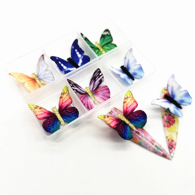 New Arrival Butterfly  Charms Removable Magnetic Nail Pom Pom Boxes Kit for Nails Art Decoration