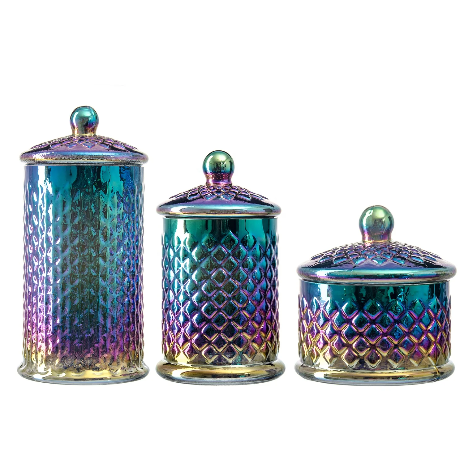 Customize Hand Blown Vintage Large  3 Layer Stackable Kitchen Candy Food Glass Storage Jar