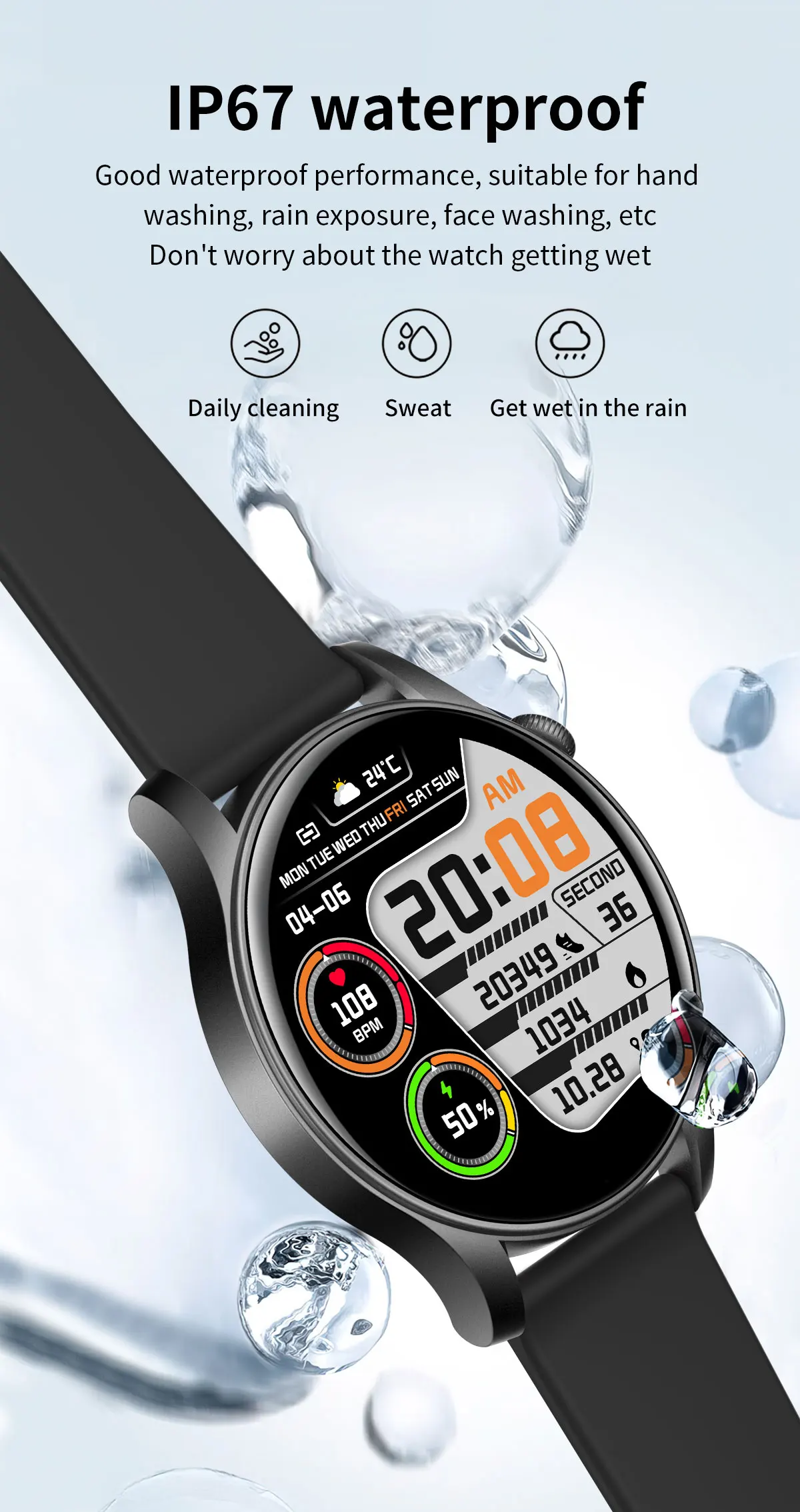 7 heart rate recording fitness smartwatch exercise modes sleep tracking gps tracking alarm clock-9