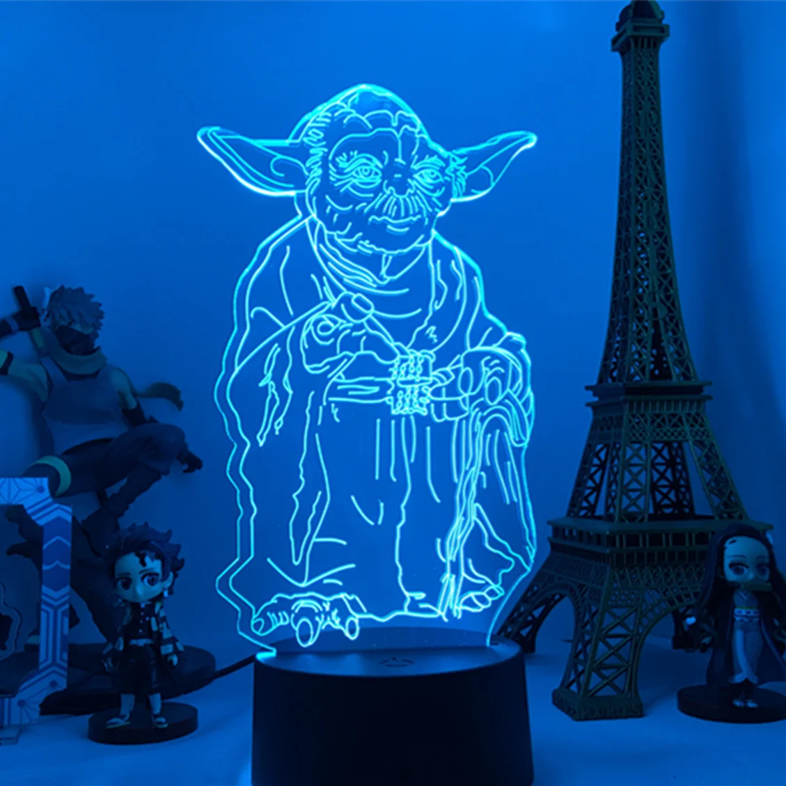 Baby Yoda Lampe Illusion 3D LED à Changement Automatique Avec