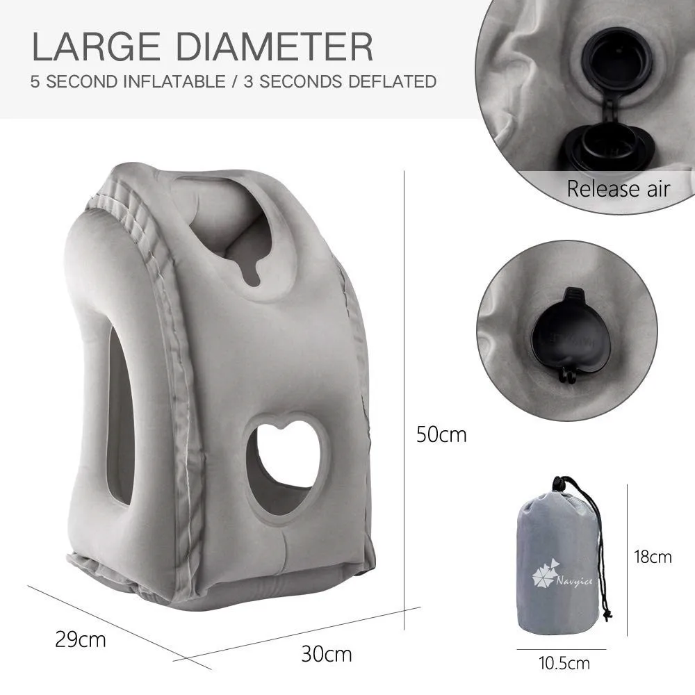 Inflatable Travel Neck Pillow for Frontal Support Digital Zakka