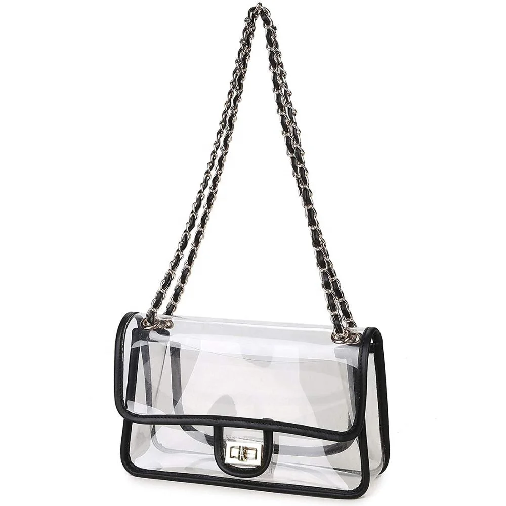 Clear Stadium Bag For Women Custom LOW MOQ Cross Body PVC Clear Purse With  Metal Chain - Buy Clear Stadium Bag For Women Custom LOW MOQ Cross Body PVC Clear  Purse With