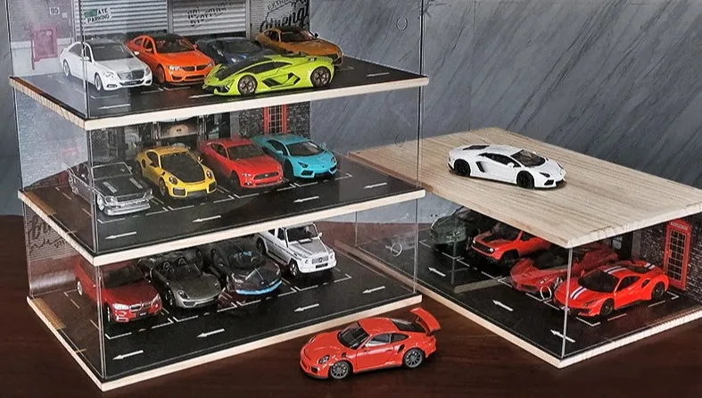 Kivcmds 1:24 Garage Scene Model Car Acrylic Display Case Dust Cover ...