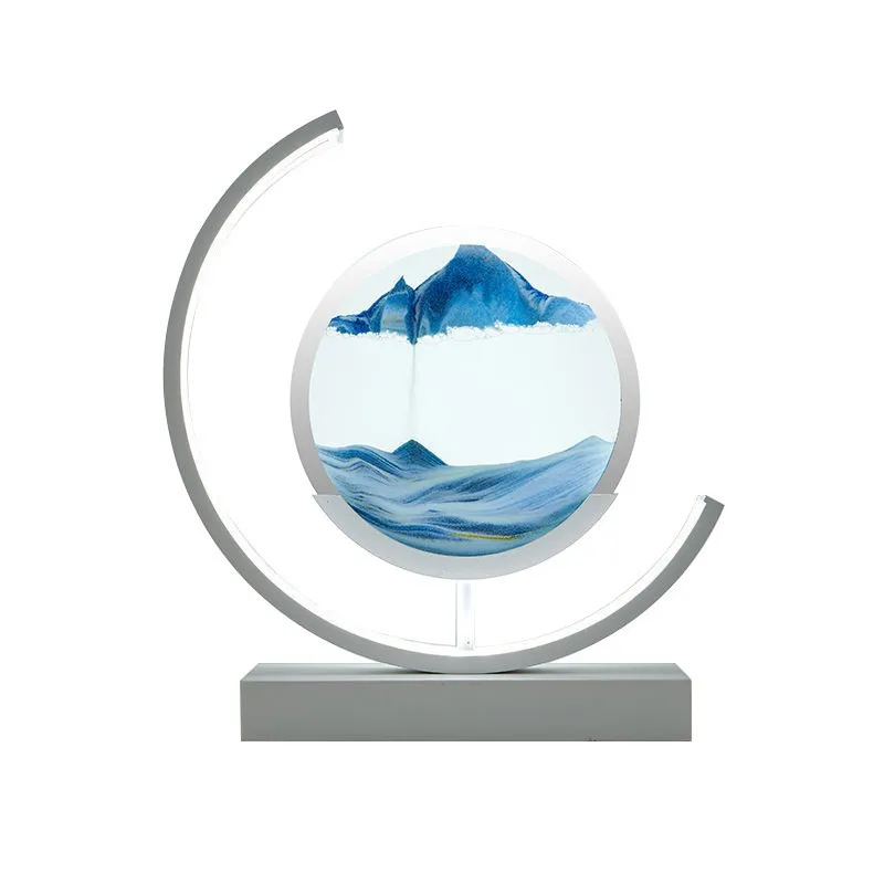 Dynamic Quick Sand Painting Picture  Moving Sand Art Modern Desk Light  Flowing  Remote Control  3D LED Table Lamp