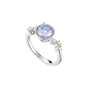 Elegant Style Rings Silver 925 Moissanite Platinum Plated Ring Klein Blue Gemstone for Women Party Wedding Rings