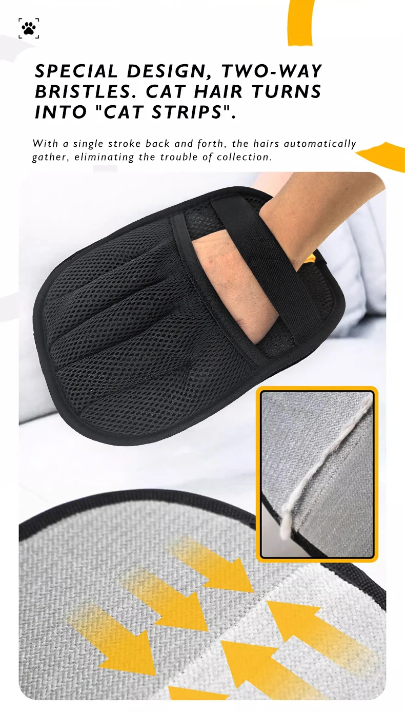 Pet Electrostatic Hair Removal Gloves Two-way Brush Sticky Hair Removal Tool for Cats and Dogs Pet Gloves Cat Hair Cleaning factory