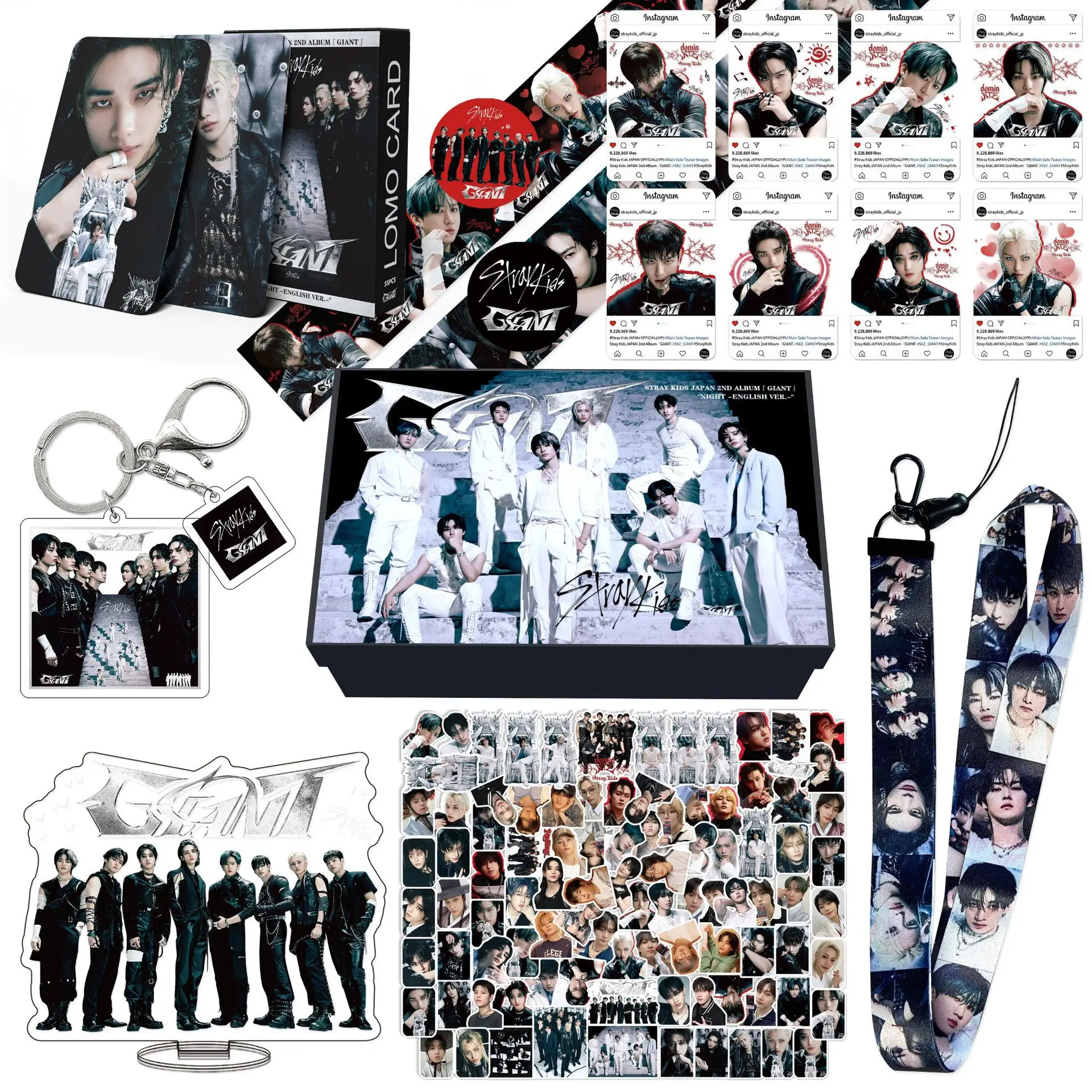 Kpop Stray Kids Custom Gift Set With Bts Cartoon Keychain