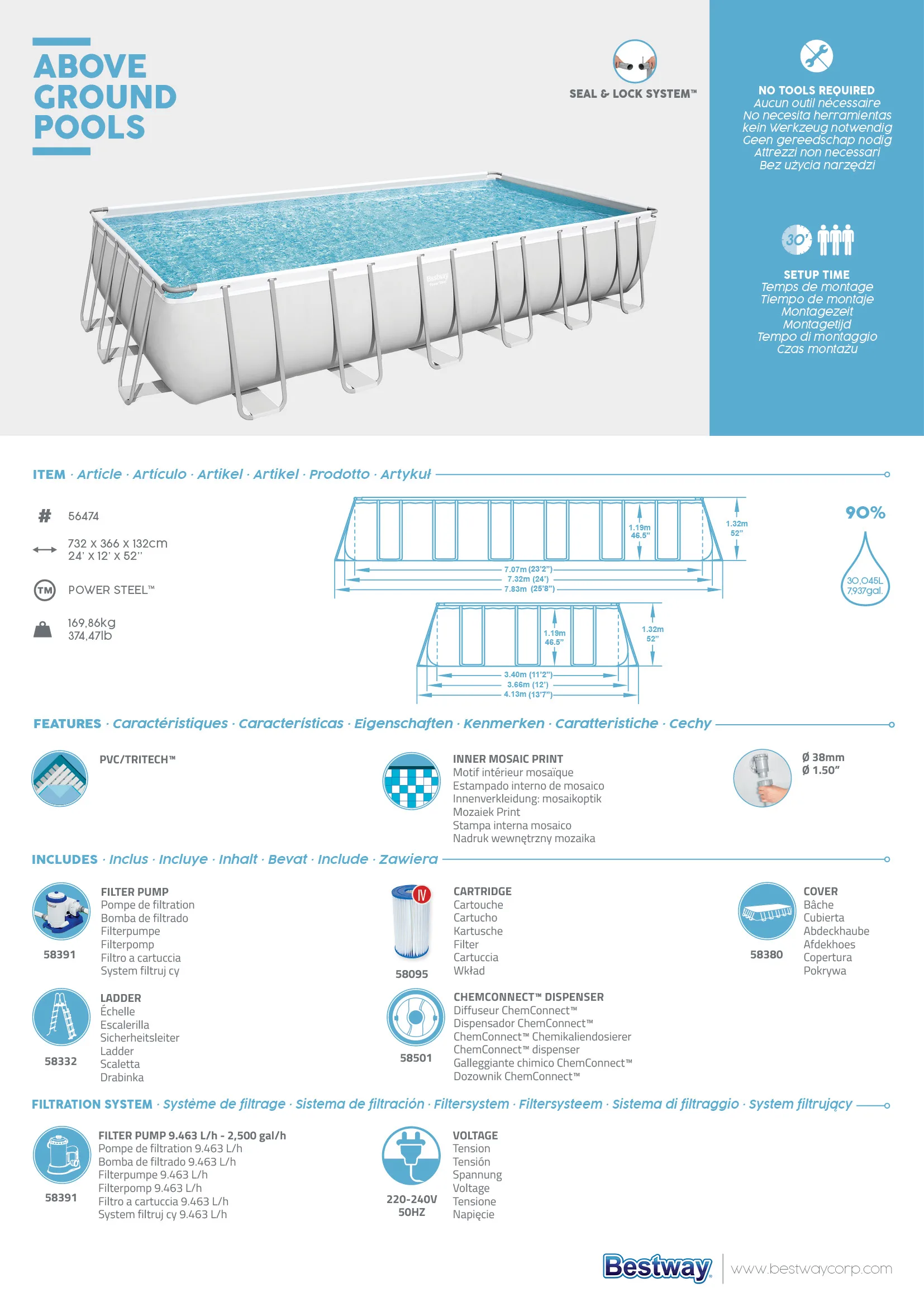 Bestway Estructural Piscine Armable Desmontables Piscina Fuori Terra ...