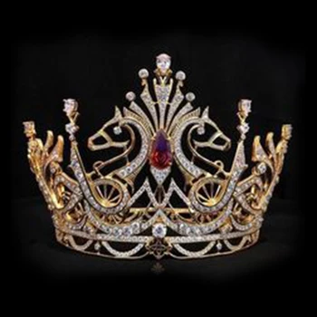 Fashion Large Round top quality colored flower crystal tiaras tiara crowns